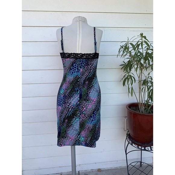 Vintage Betsey Johnson 90 2000 y2k Dot sexy Silk Slip Dress Pattern Lace abstrac - Picture 8 of 8